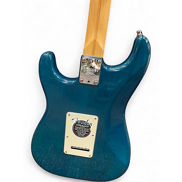 Used 2000 Fender American Deluxe Fat Stratocaster Teal Green Transparent Solid Body Electric Guitar
