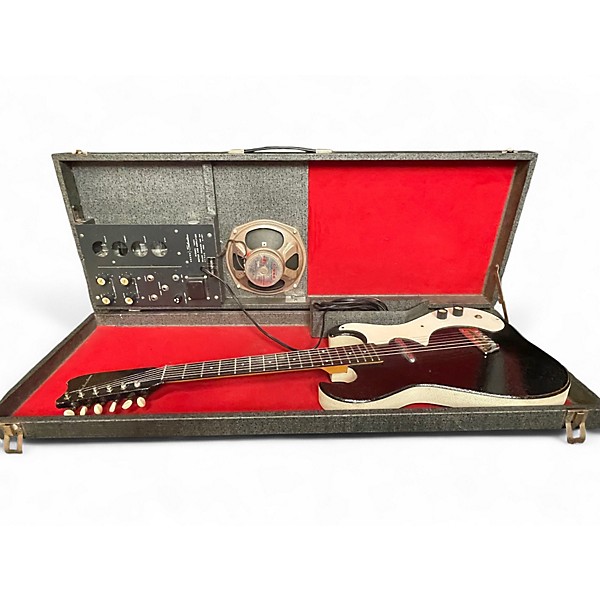 Used Silvertone 1448 w/ 1457 amp case Black Solid Body Electric Guitar