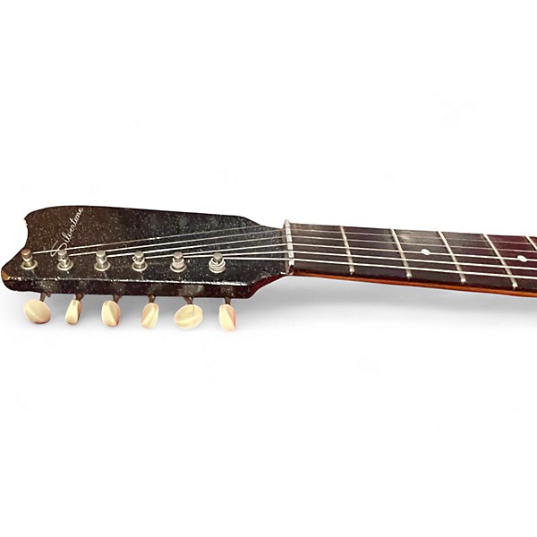 Used Silvertone 1448 w/ 1457 amp case Black Solid Body Electric Guitar
