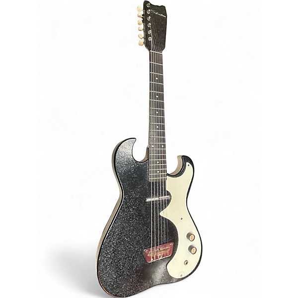 Used Silvertone 1448 w/ 1457 amp case Black Solid Body Electric Guitar