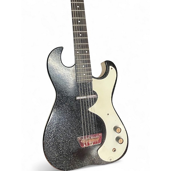 Used Silvertone 1448 w/ 1457 amp case Black Solid Body Electric Guitar