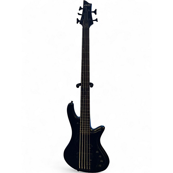 Used Schecter Guitar Research STEALTH 5 Black and Silver Electric Bass Guitar