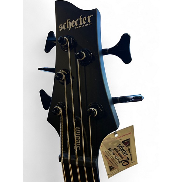 Used Schecter Guitar Research STEALTH 5 Black and Silver Electric Bass Guitar