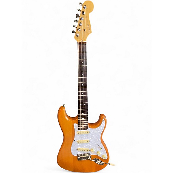 Used Fender American Deluxe Stratocaster Amber Solid Body Electric Guitar