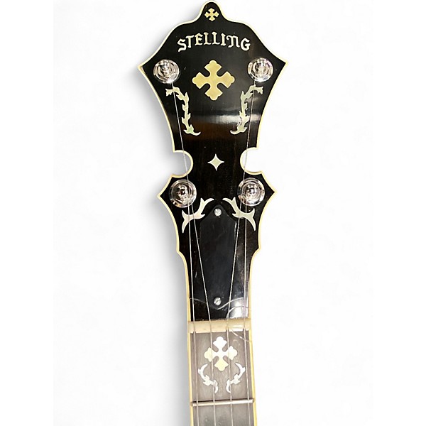 Vintage 1980 Stelling Gold Cross Natural Banjo