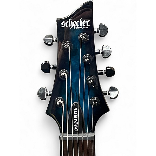 Used Schecter Guitar Research Omen Elite 7 Blue Burst Solid Body Electric Guitar