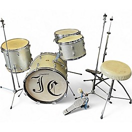 Vintage 1960s Slingerland 4 Piece 4 Piece Drum Set Silver Sparkle Drum Kit