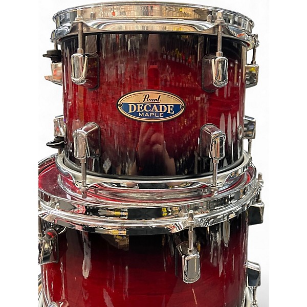Used Pearl 5 Piece Decade Maple Deep Red Burst Drum Kit