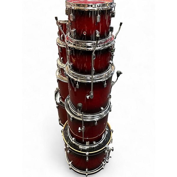 Used Pearl 5 Piece Decade Maple Deep Red Burst Drum Kit