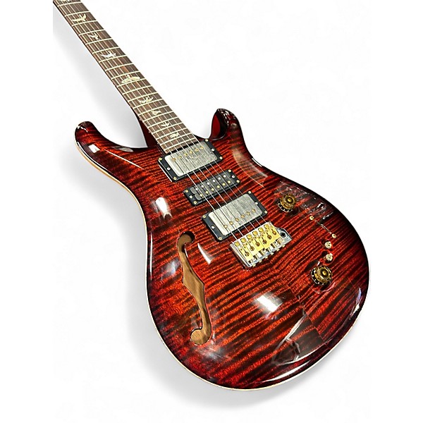 Used 2022 PRS Special Semi-Hollow 22 10 Top Black Amber Hollow Body Electric Guitar