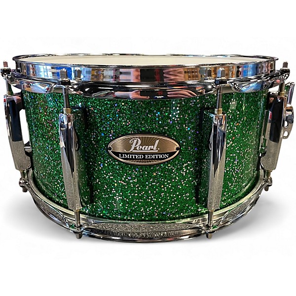 Used Pearl 13X6.5 Limited Edition Maple Gum Snare Green Halo Sparkle Drum