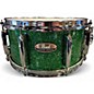 Used Pearl 13X6.5 Limited Edition Maple Gum Snare Green Halo Sparkle Drum thumbnail