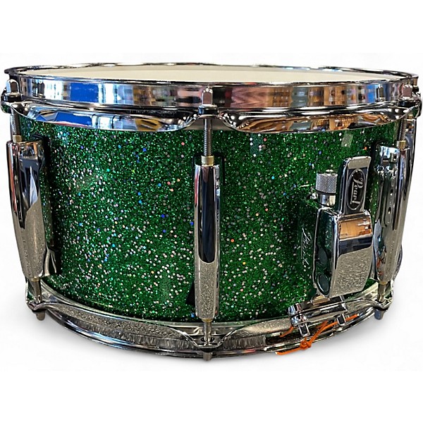 Used Pearl 13X6.5 Limited Edition Maple Gum Snare Green Halo Sparkle Drum