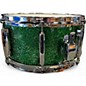 Used Pearl 13X6.5 Limited Edition Maple Gum Snare Green Halo Sparkle Drum