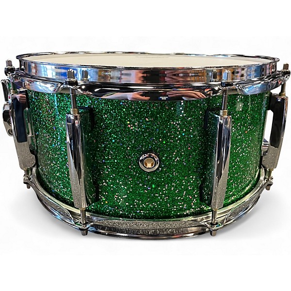 Used Pearl 13X6.5 Limited Edition Maple Gum Snare Green Halo Sparkle Drum
