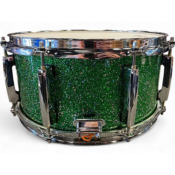 Used Pearl 13X6.5 Limited Edition Maple Gum Snare Green Halo Sparkle Drum
