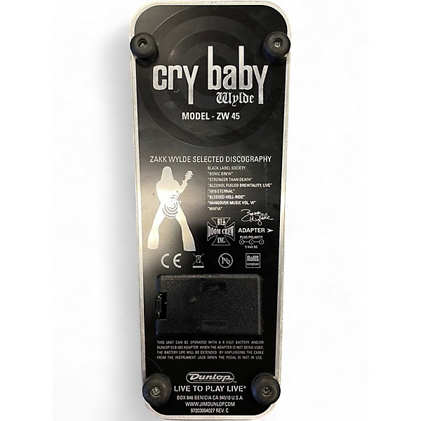 Used Dunlop ZW45 Zakk Wylde Signature Cry Baby Wah Effect Pedal