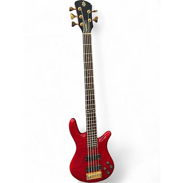 Used Spector Legend 5 Neck Thru Trans Crimson Red Electric Bass Guitar