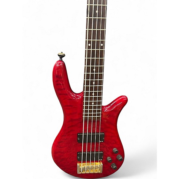 Used Spector Legend 5 Neck Thru Trans Crimson Red Electric Bass Guitar