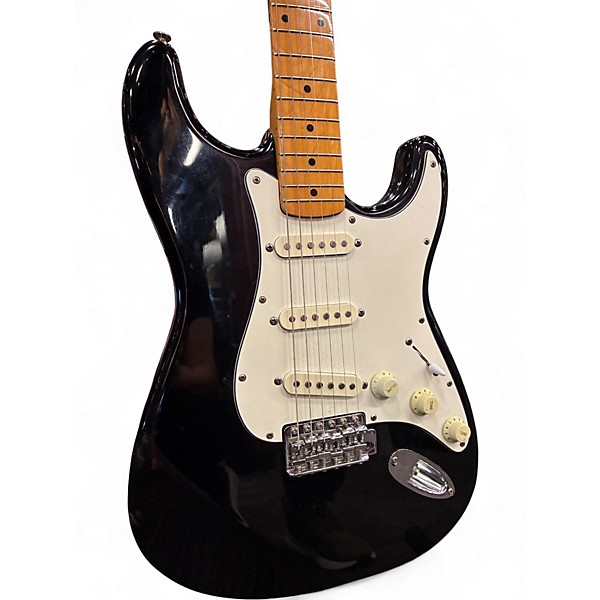 Used 1980s Squier Stratocaster Black Solid Body Electric Guitar