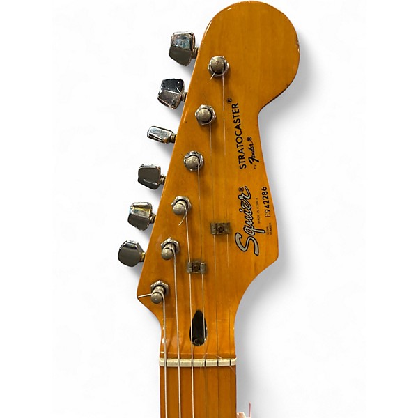 Used 1980s Squier Stratocaster Black Solid Body Electric Guitar