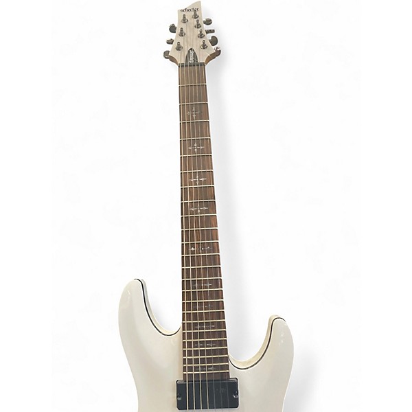 Used Schecter Guitar Research Demon 7 String WHITE Solid Body Electric Guitar