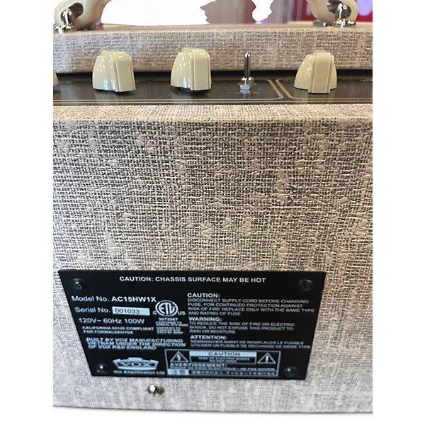 Used VOX AC15HW1X 15W 1x12 Hand Wired Tube Guitar Combo Amp