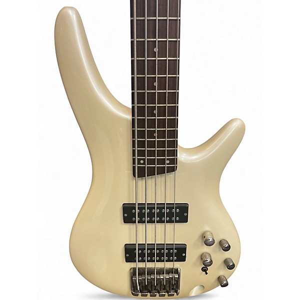 Used 2010s Ibanez SR505 5 String White Metallic Electric Bass Guitar