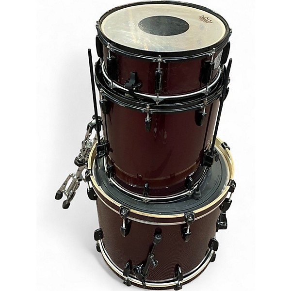 Used Pearl 3 Piece EX EXPORT SERIES THREE PIECE KIT Trans Crimson Red Drum Kit