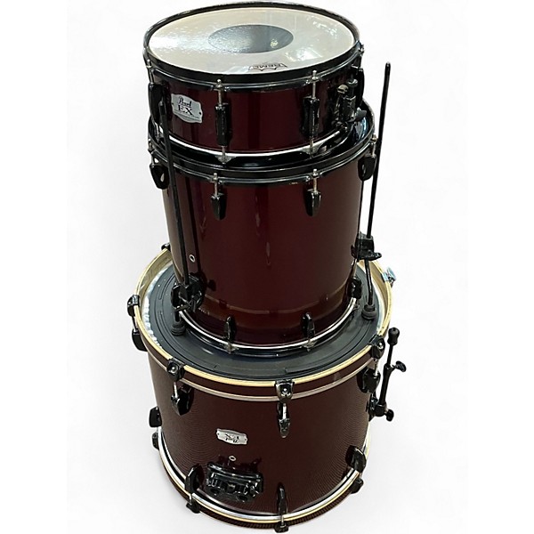 Used Pearl 3 Piece EX EXPORT SERIES THREE PIECE KIT Trans Crimson Red Drum Kit