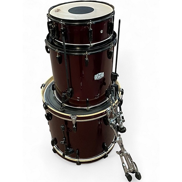 Used Pearl 3 Piece EX EXPORT SERIES THREE PIECE KIT Trans Crimson Red Drum Kit