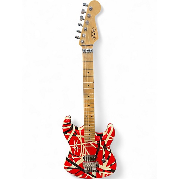 Used EVH STRIPED SERIES 1PU Red with Black and White Stripes Solid Body Electric Guitar