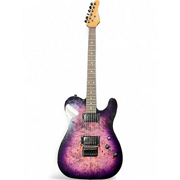 Used Schecter Guitar Research Diamond Series PT Purple Burst Burl Solid Body Electric Guitar