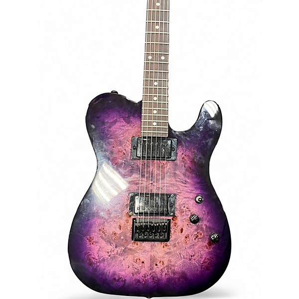 Used Schecter Guitar Research Diamond Series PT Purple Burst Burl Solid Body Electric Guitar