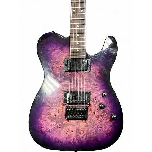 Used Schecter Guitar Research Diamond Series PT Purple Burst Burl Solid Body Electric Guitar