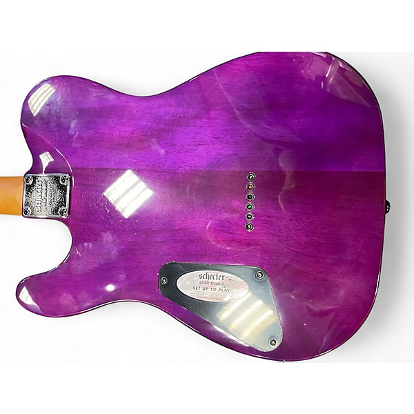 Used Schecter Guitar Research Diamond Series PT Purple Burst Burl Solid Body Electric Guitar