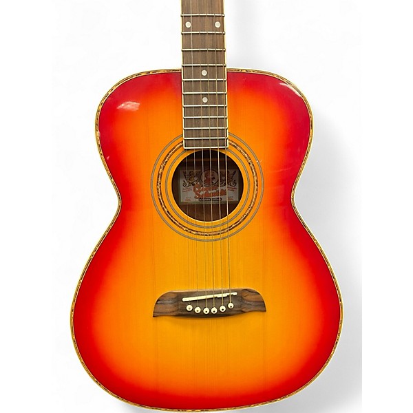 Used Oscar Schmidt OF2CS Lefty Cherry Sunburst Acoustic Electric Guitar