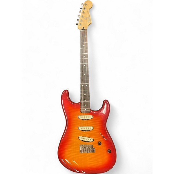 Used Fender Deluxe Players Stratocaster cherry burst Solid Body Electric Guitar
