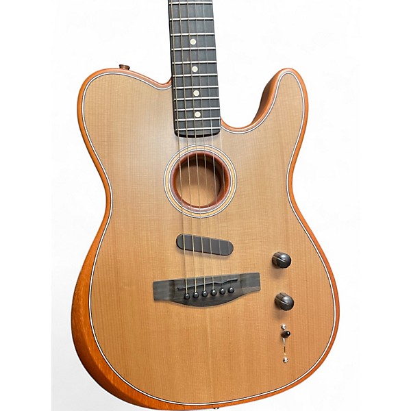 Used Fender American Acoustasonic Telecaster NATURAL Acoustic Electric Guitar