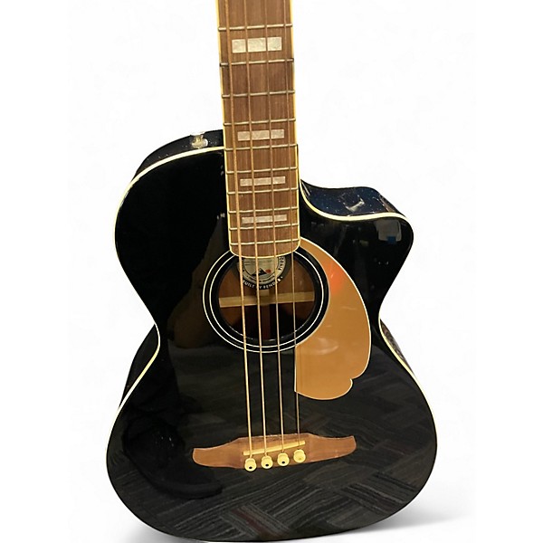 Used Fender Kingman Acoustic Electric Bass Black Acoustic Bass Guitar