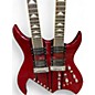Used B.C. Rich Bich Double Neck Trans Red Solid Body Electric Guitar