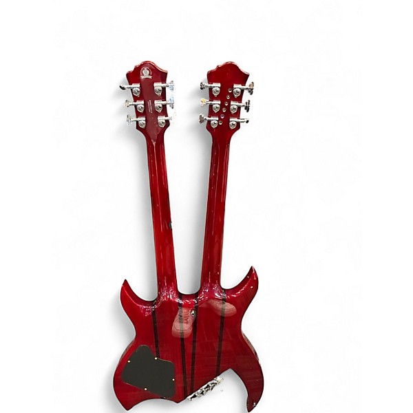 Used B.C. Rich Bich Double Neck Trans Red Solid Body Electric Guitar