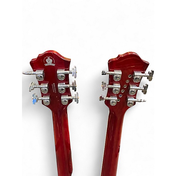 Used B.C. Rich Bich Double Neck Trans Red Solid Body Electric Guitar
