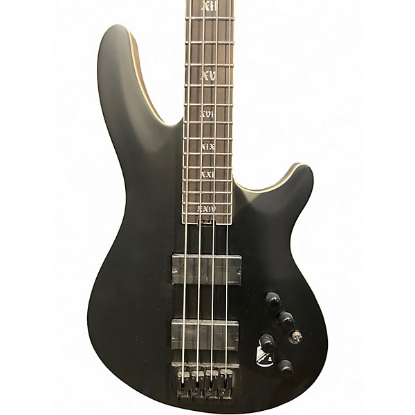 Used Schecter Guitar Research SLS Elite-4 Evil Twin Satin Black Electric Bass Guitar