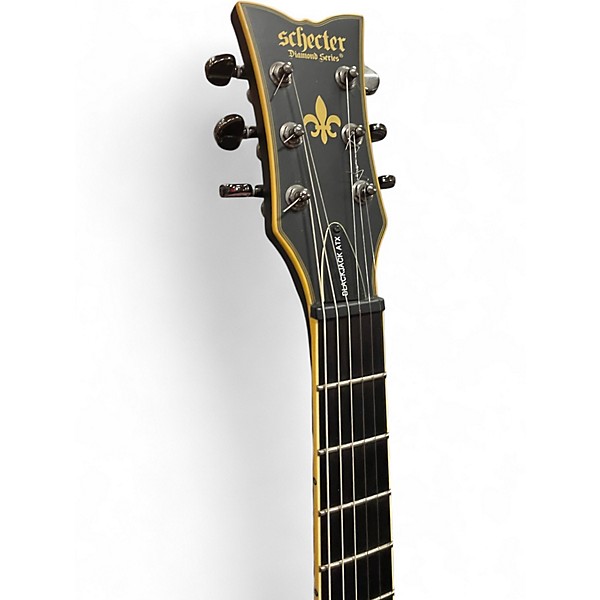 Used Schecter Guitar Research Blackjack ATX Solo 6 Black and Gold Solid Body Electric Guitar