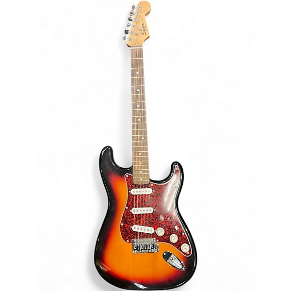 Used Squier Standard Stratocaster 3 Color Sunburst Solid Body Electric Guitar