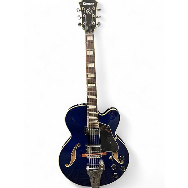 Used Ibanez AFS75T Artcore Bigsby Trans Blue Hollow Body Electric Guitar