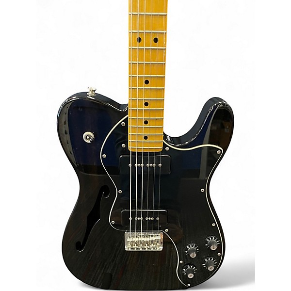 Used Fender Modern Player Telecaster Thinline Deluxe Trans Black Hollow Body Electric Guitar