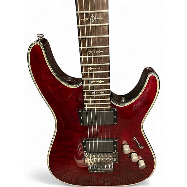 Used Schecter Guitar Research Hellraiser C1 Floyd Rose Black Cherry Solid Body Electric Guitar