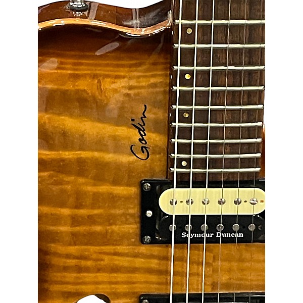 Used Godin Flat Five Lightburst Solid Body Electric Guitar